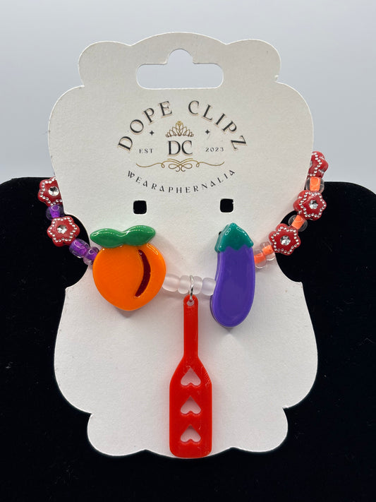 🍑🍆 Flirt Alert Stash Bracelet | Playful Festival Wearaphernalia 🎡🔥