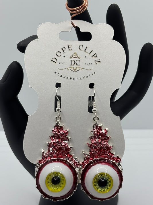 👁️ Bloodshot Vision Earrings | Trippy Gothic Festival Jewelry 🎡🔥